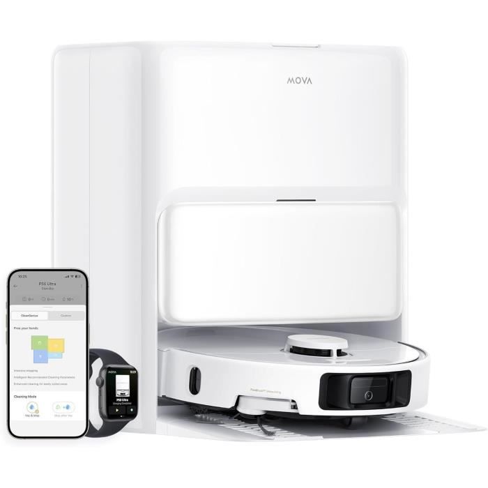 MOVA P50 Ultra - Robot aspirapolvere con stazione di ricarica - 19.000 Pa - Pulizia dagli angoli ai bordi