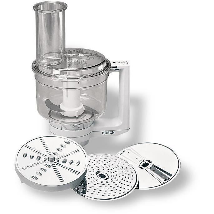 Multimixer - BOSCH - Per robot da cucina MUM5 - Coltello universale, grattugia e disco a doppio taglio - Bianco trasparente