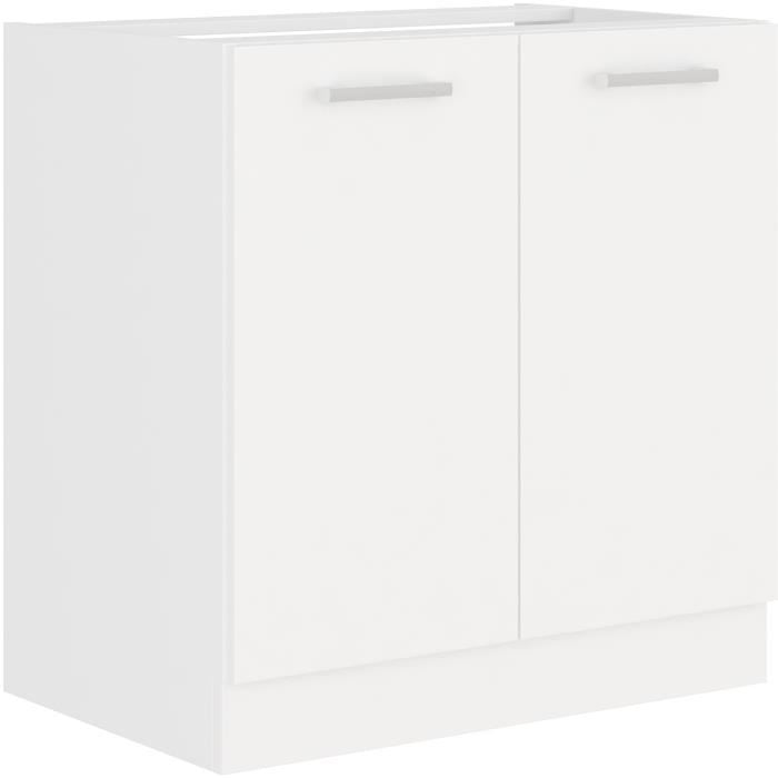 Mobile lavello 2 ante ATLAS - L 80 x H 82 x P52 cm - Decoro bianco - Venduto senza piano di lavoro