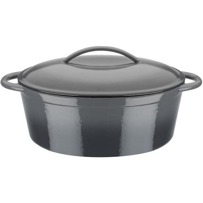 Image of Casseruola in ghisa massiccia - GSW - grigio SHADOW - 33 x 25 cm - Ovale - Induzione - Grigio