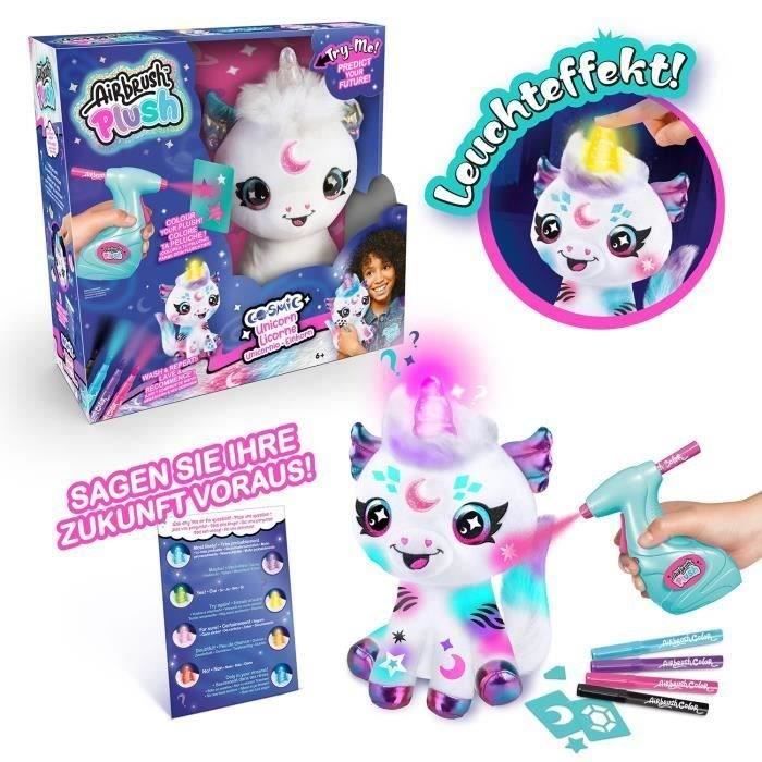 Image of Canal Toys - Peluche Airbrush - Peluche Unicorno Cosmico da personalizzare con corno luminoso - AIR 028