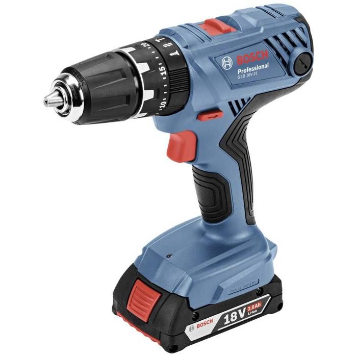 Image of BOSCH PROFESSIONAL GSB 18V-21 Trapano a percussione + 2 batterie 2,0Ah + GAL 18V-40 + L-BOXX