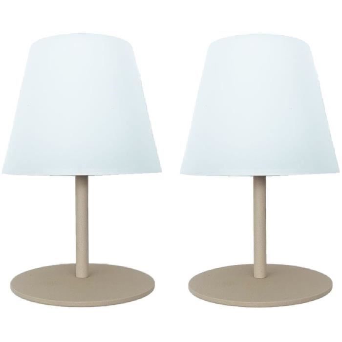 Set di 2 lampade da tavolo senza fili - LUMISKY - TWINS - Crema - H16 cm - LED