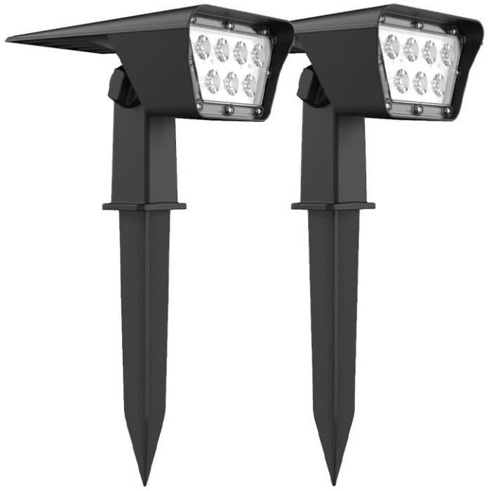 Image of Set di 2 faretti solari Proiettore 2 in 1 da attaccare o fissare - LUMISKY - CURTIS - H31,5 cm - LED bianco