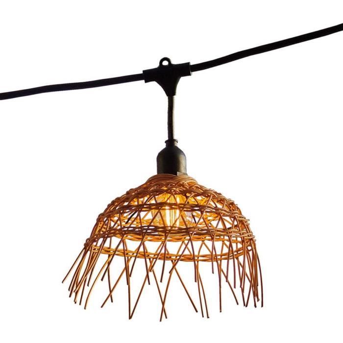 Image of Catena luminosa - LUMISKY - Hawaii Light - Collegabile - Esterno - Paralume in polyrattan - 10 lampadine a filamento LED E27