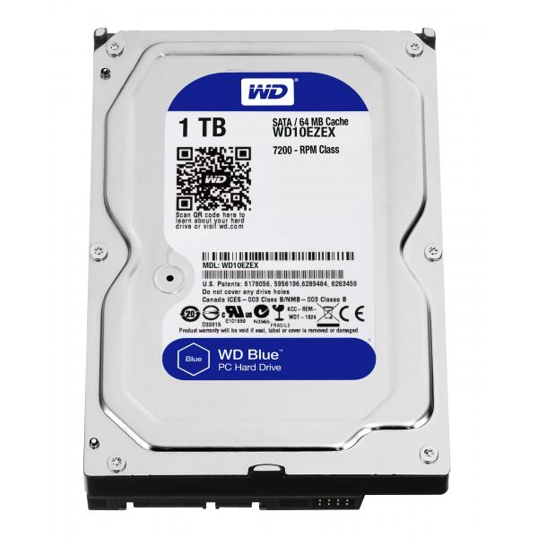 Hard Disk WD BLUE WD10EZEX - 1TB (1000GB) - SATA3 / 600 - 7200 RPM - Buffer 64 MB Cache - Interno per desktop -