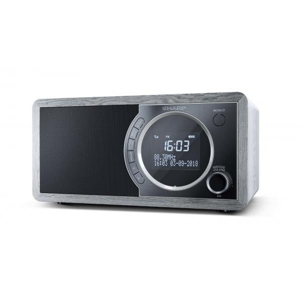 Image of SHARP DR-450(GR) - RADIO DIGITALE - DAB/DAB+ - LCD MONOCROMATICO - 6W - bluTOOTH - CHASSIS IN LEGNO - GRIGIO