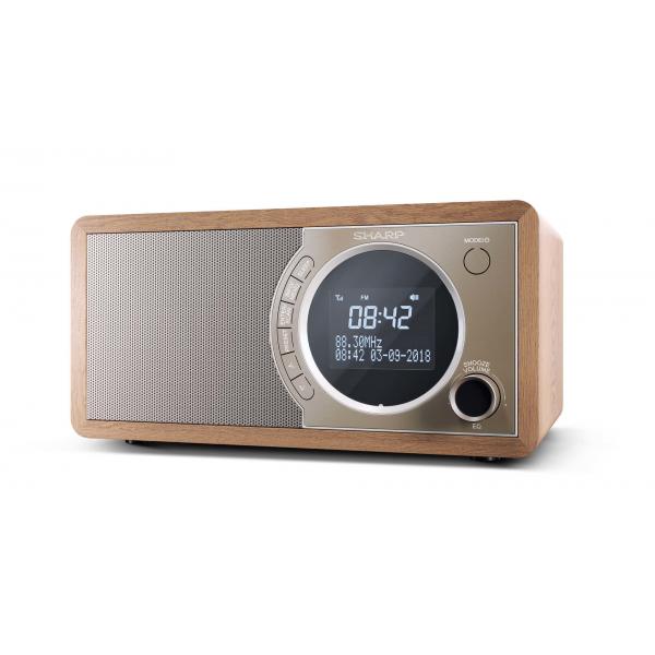 Image of SHARP DR-450(BR) - RADIO DIGITALE - DAB/DAB+ - LCD MONOCROMATICO - 6W - bluTOOTH - CHASSIS IN LEGNO - MARRONE