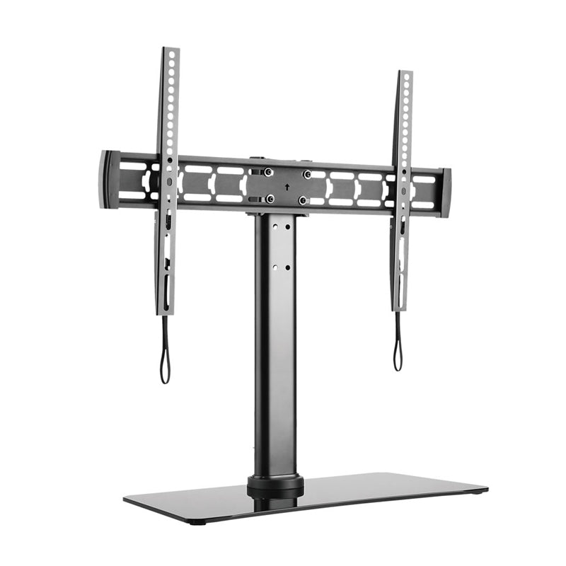 BRAVO TV STAND 1 - STAFFA DA TAVOLO CON BASE IN CRISTALLO TEMPERATO PER TV 32""/55"" - MAX 40 KG - VESA 600X400