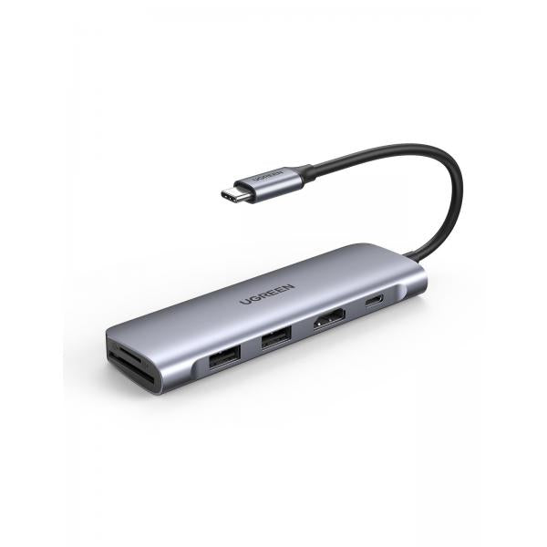 UGREEN HUB USB Type-C- 6 in 1- HDMI 4K- TF/SD- PD 100W- 2xUSB3 (Space Gray)