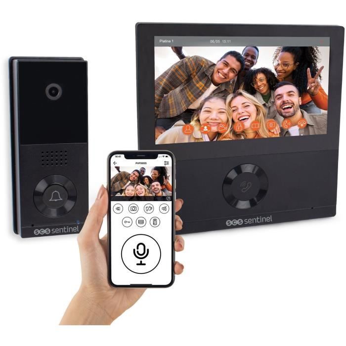 Image of Videocitofono cablato connesso - SCS SENTINEL - VisioWifi - Visione notturna - Nero