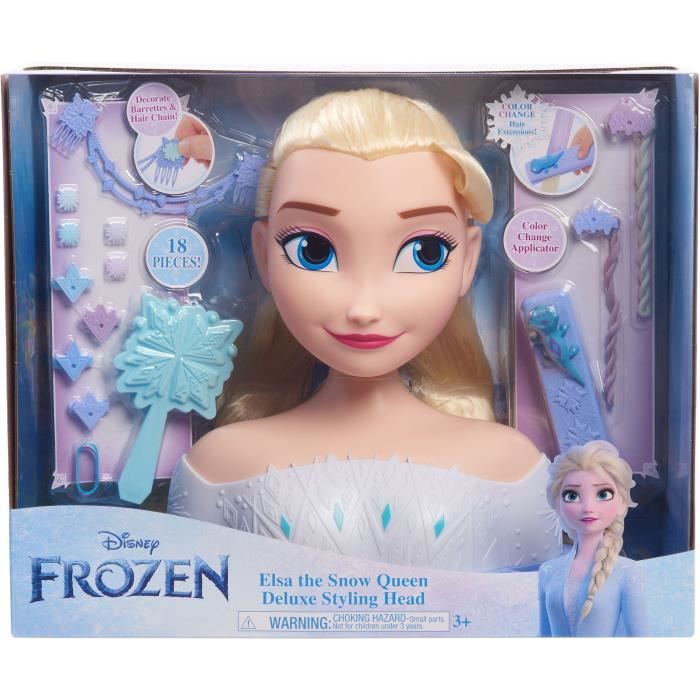 Image of Testa styling - SNOW QUEEN - Testa styling Elsa Deluxe - Extension, accessori per capelli e rivelazione colore, a partire da 3 anni
