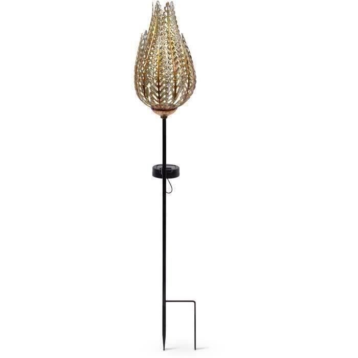 Image of Terminale solare - GARDEN ID Fougere - 16 x 46 cm - Illuminazione 6-8 ore - Tasto on/off - Batteria AAA ricaricabile.
