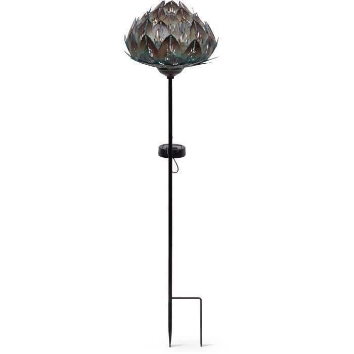 Image of Terminale solare - GARDEN ID Cabbage - 14 x 45 cm - Durata batteria 6-8 ore - Tasto on/off - Batteria AAA ricaricabile.