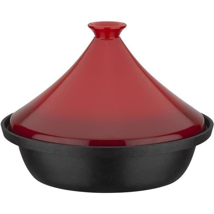 Image of Tajine in ghisa massiccia - GSW - 30 x 22 cm - Coperchio in ceramica - Induzione - Rosso
