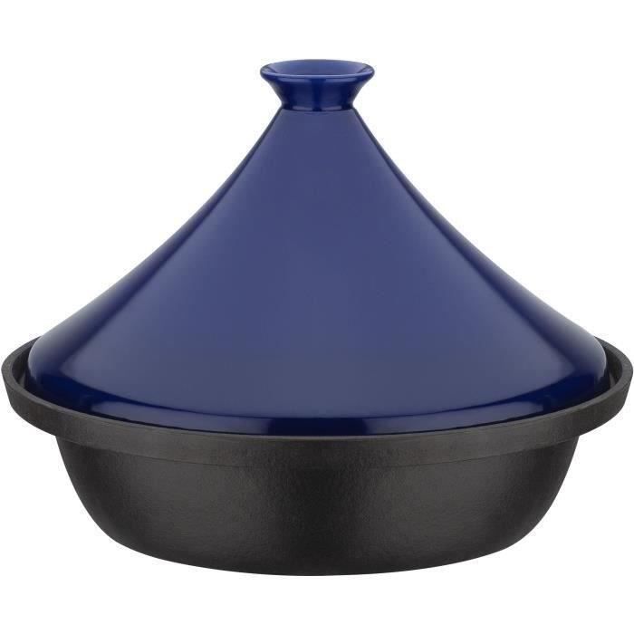 Image of Tajine in ghisa massiccia - GSW - 30 x 22 cm - Coperchio in ceramica - Induzione - Blu