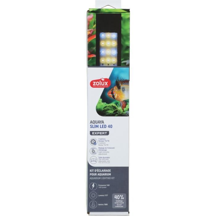 Striscia luminosa - Zolux - Slim LED dimmerabile - Regolabile e adattabile come sostituto di un tubo neon T8 o T5 - 40 cm