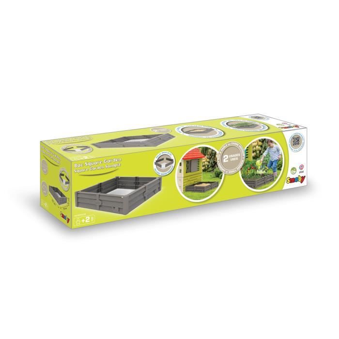 Smoby BAC Square Garden 2 in 1: sabbia e patch vegetale quadrata - 76x76 cm - Tarpaulin fondato fornito