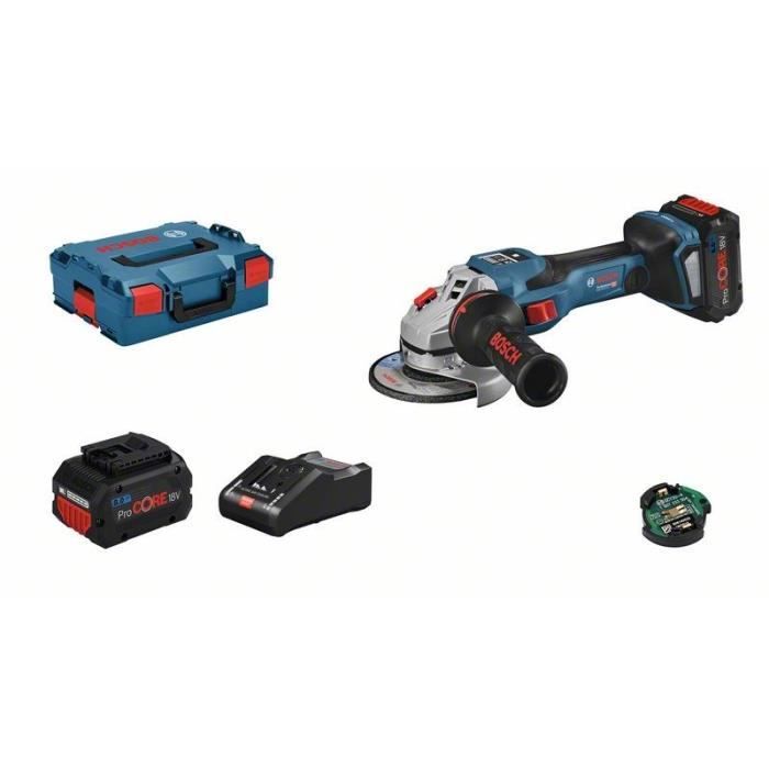 Smerigliatrice BOSCH PROFESSIONAL GWS 18V-15 SC + 2 batterie 5,5Ah ProCORE18V + GAL 1880 CV L-Boxx