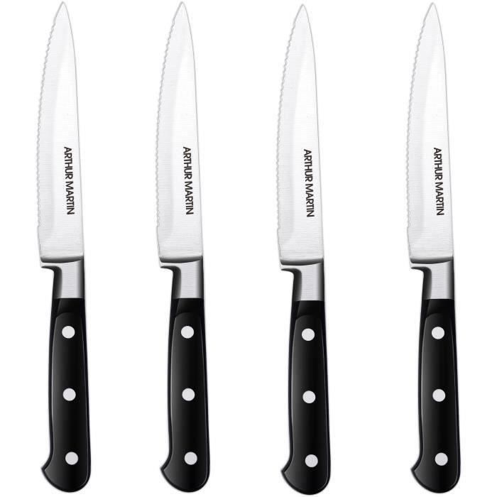 Set di coltelli - ARTHUR MARTIN - AMC1650 - 4 coltelli da bistecca - 4 pezzi - Nero