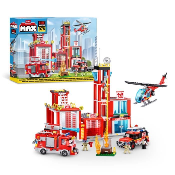 Image of Set di costruzione - ZURU - Caserma dei pompieri grande (976 pezzi) - Crea una caserma dei pompieri con veicoli e accessori
