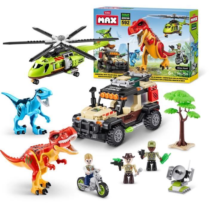 Image of Set di costruzione - ZURU - Dino Adventure Dino Hunt (592 pezzi) - Avventura preistorica con dinosauri e veicoli