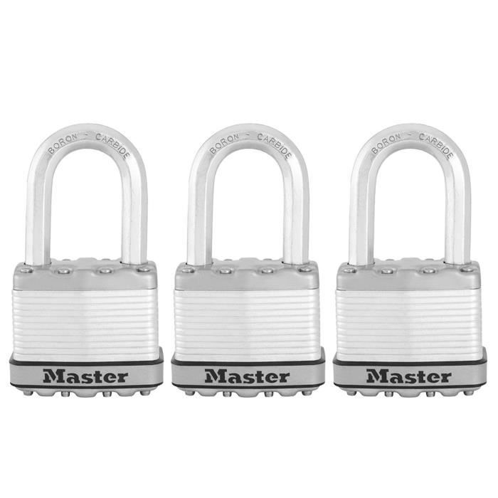 Set di 3 lucchetti Master Lock M5eurtrilf - Sicurezza molto elevata - acciaio a carico - uso esterno - Anse M