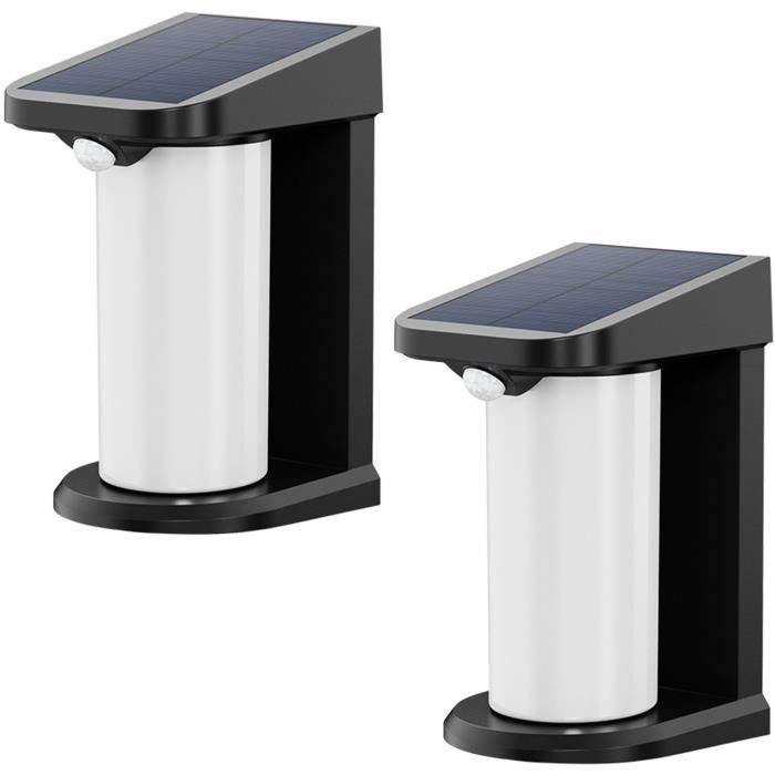 Image of Set di 2 faretti solari - LUMISKY - LUSTY - H18 cm - Lampada da parete con rilevatore di movimento - LED bianco