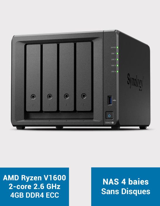 Server di archiviazione (NAS) - Sinologia - 4 baie - Ryzen R1600 Dual -Core