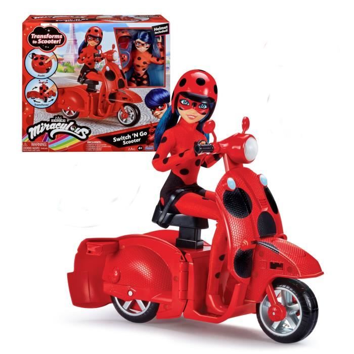 Image of Scooter Miracollous Switch'n Go + Ladybug Lucky Charm Bandai 26 cm bambola articolata - P50668