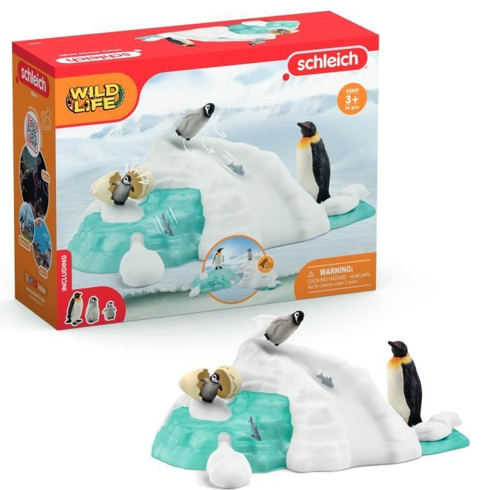 Image of SCHLEICH- Famiglia di pinguini sul lastrone di ghiaccio- 42661- Gamma Wild Life