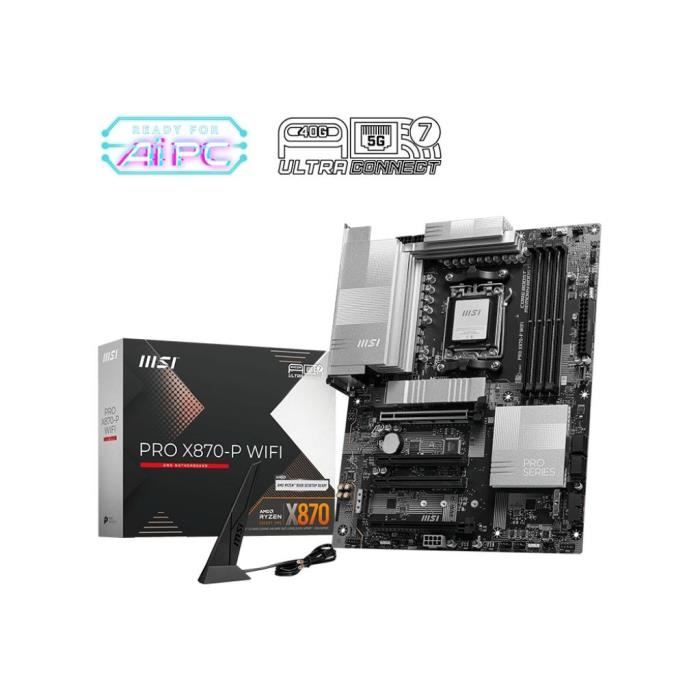 Scheda madre - MSI - PRO X870-P WIFI - Wi-Fi 7, PCIe Gen5, EZ M.2 Shield Frozr II, argento
