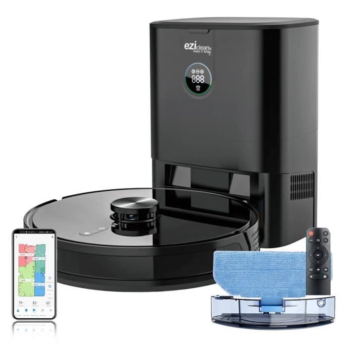 Image of Robot aspirapolvere e lavapavimenti connesso con base aspirante EZICLEAN I-Bot Z7 Smart - 240 min - 3Kpa - 300m - 3L