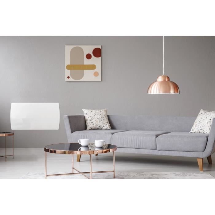 Radiatore elettrico fisso con asciugatura inerzia in ceramica Ruby oceanico da 1500 W - Facciata di vetro - Bianco - NF