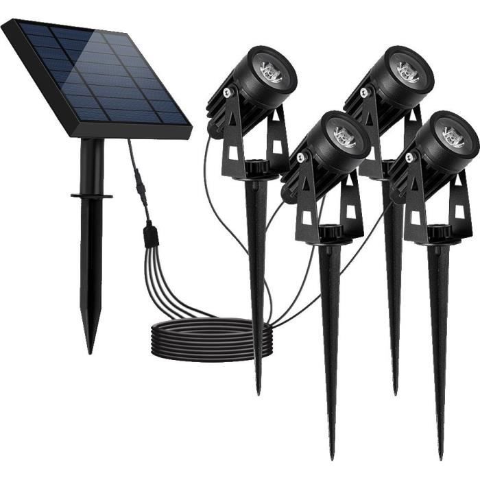 Image of Quattro faretti solari 4 in 1 da attaccare o fissare - LUMISKY - ROUNDY - H27 cm - LED bianco frossodo