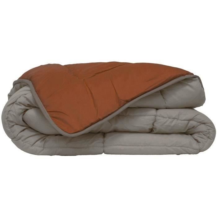 POYET MOTTE Piumino in microfibra 400g / m CALGARY - 240 x 260 cm - Grigio ghiaia e marrone Gimgember