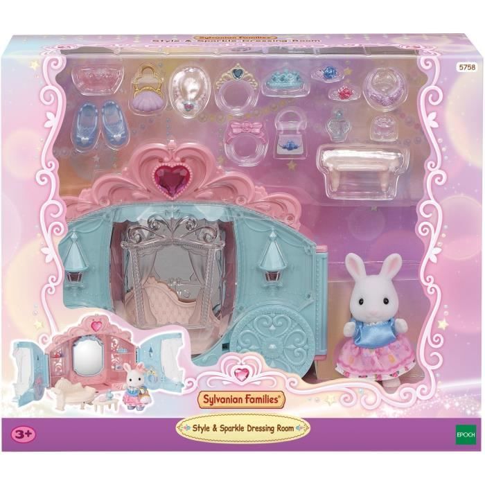 Image of Playset - SYLVANIAN FAMILIES - Vestizione Principessa - Carrozza e Ragazza Coniglio delle Nevi