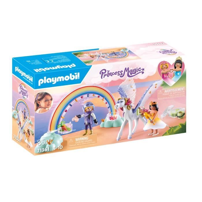 Image of PLAYMOBIL 71361 Cavallo alato da decorare - Princess Magic - Con una principessa, un cavaliere e un arcobaleno da decorare - Dai 4 anni in su