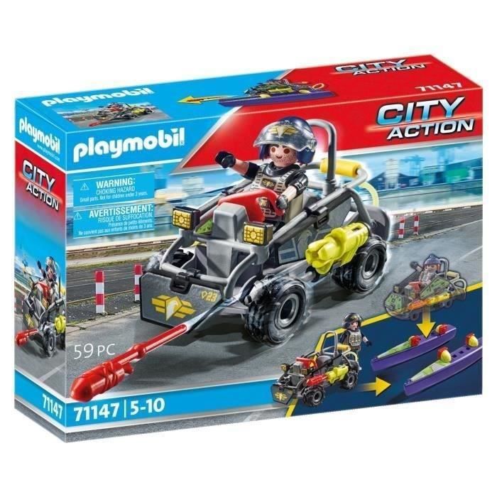 Image of PLAYMOBIL - Quad bandito trasformabile - Ufficiali di polizia - City Action - Unità d'élite