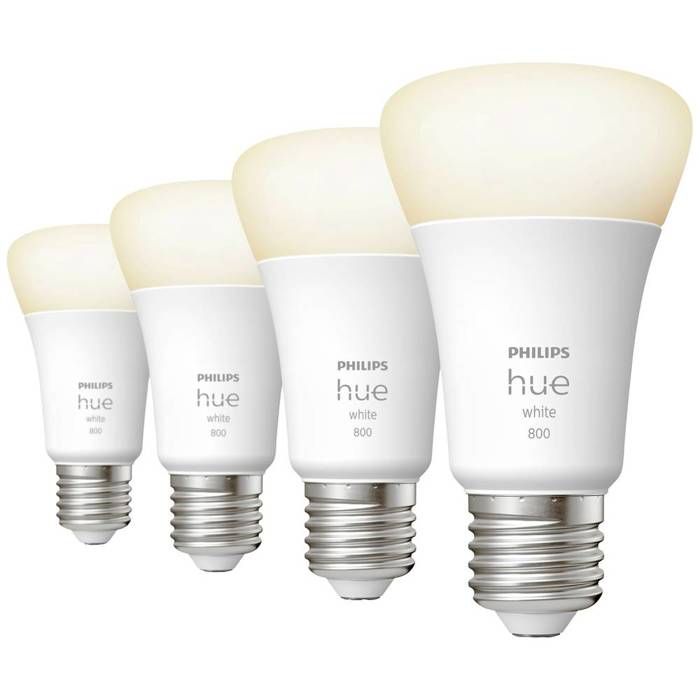 Image of Philips Hue bianco, lampadina LED collegata E27, equivalente 60W, 800 lume, compatibile Bluetooth, 4 pacchetto
