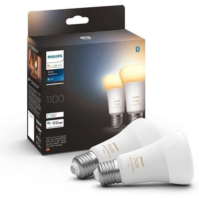 Image of Philips Hue bianco Ambiance, LED LED LED E27 Equivalente 75W, 1100 Lumen, Bluetooth Compatibile, 2 Pack