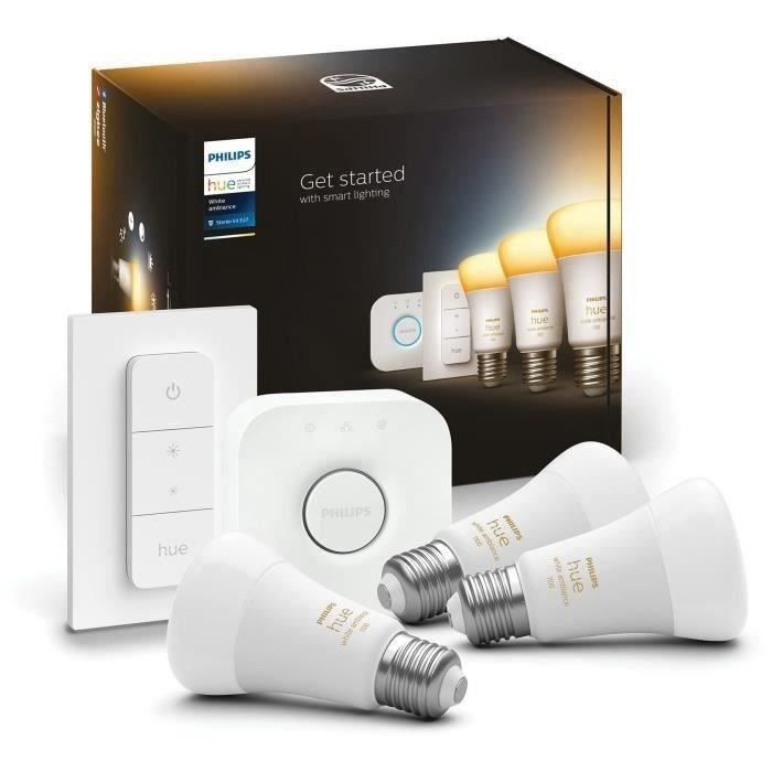 PHILIPS Hue White Ambiance Smart LED Starter Kit - E27 x3 e telecomando Hue