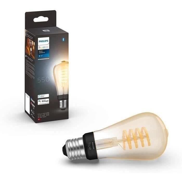 Image of Philips Hue bianco Ambiance, E27 Filament ST64 Connected LED Bulb, Compatible Bluetooth, lavora con Alexa, Google e HomeKit