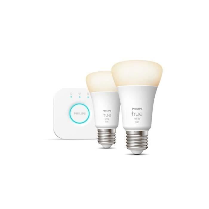 PHILIPS Hue White - Lampadina LED Smart Starter kit - 9,5W - E27 - Confezione da 2