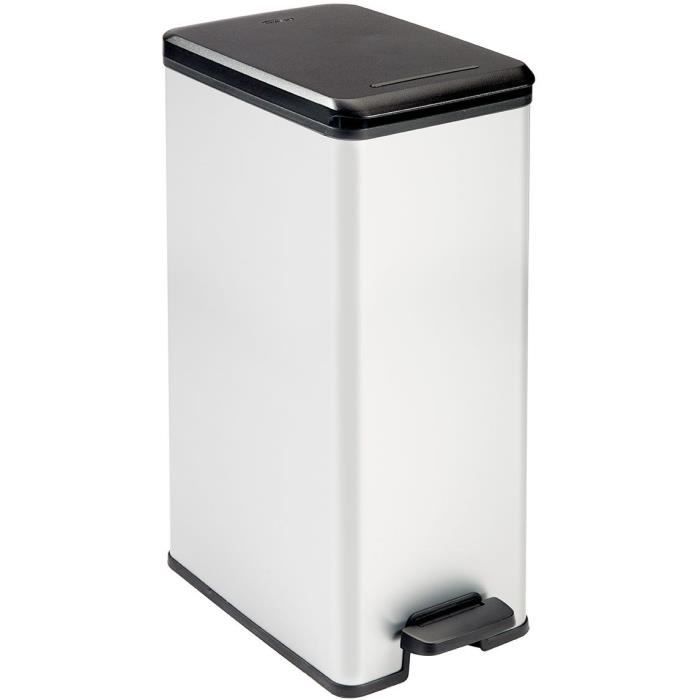 Pattumiera Slim - SLIM BIN - CURVER - 40L - Salvaspazio - 40 x 25 x 61 cm - Grigio metallizzato