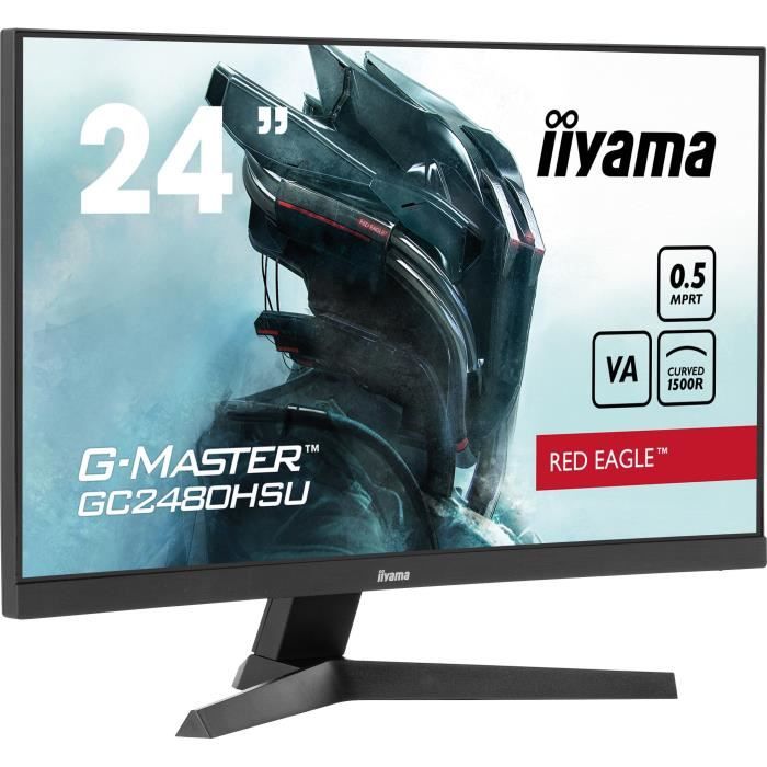 Monitor curvo per PC da gioco - IIYAMA - G-MASTER RED EAGLE GCB2480HSU-B1 - 24 - VA curvo - FHD - 0,5 ms - 180Hz