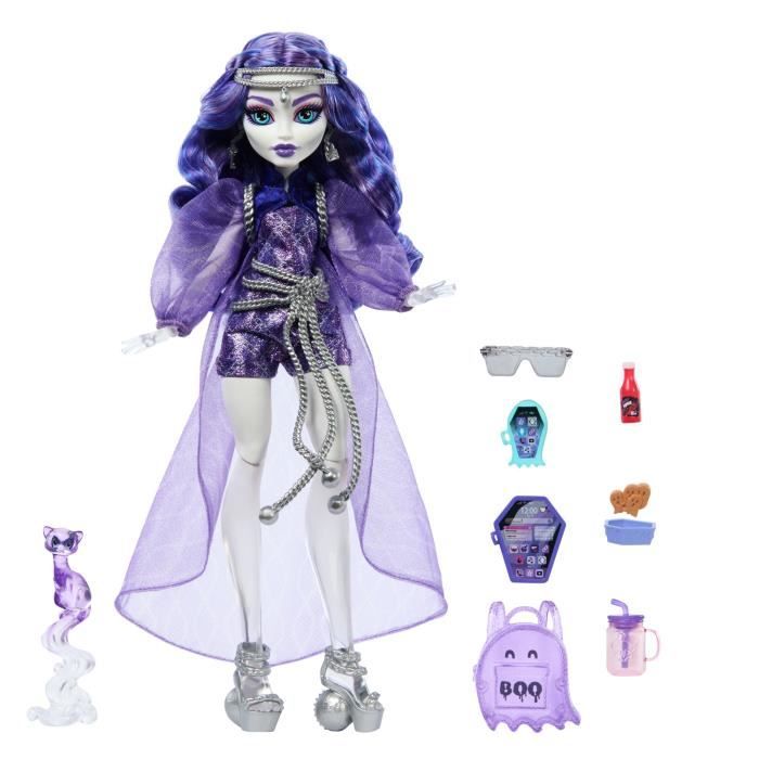 Monster High-Spectra Vondergeist-Bambola, Rhuen Ferret e accessori HXH77