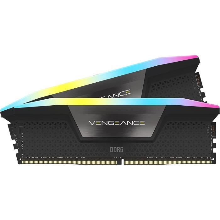 Memoria RAM - CORSAIR - Vengeance RGB DDR5 RAM 64 GB (2x32 GB) 6400 MHz CL32 Compatibile con Intel XMP iCUE - Nero (CMH64GX5M2B6400C32)