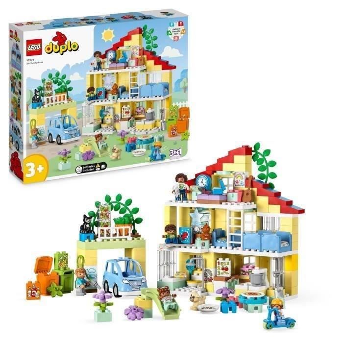 LEGO DUPLO MA City 10994 Famiglia House 3-in-1, casa delle bambole giocattolo con auto