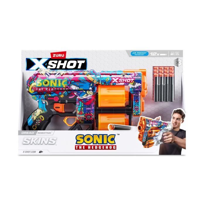 Image of Lanciatore di freccette - ZURU - X-SHOT Dread SONIC - Doppia canna rotante - Capacità 12 freccette - Portata 27 m